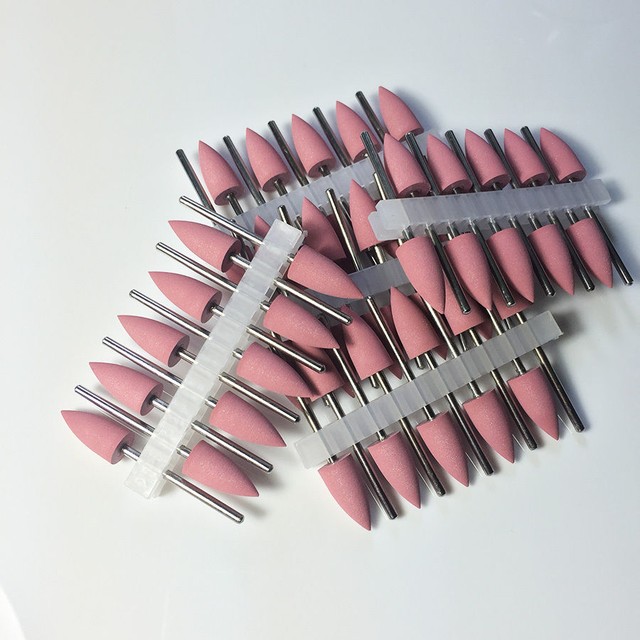 Pink Dental Silicone Rubber Resin Base Hidden Denture Polishing Burs