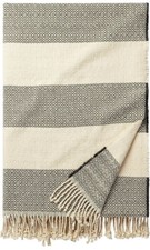 Aware Woven Cotton Throw Striped Blanket, 60" x 80", Natural/Charcoal