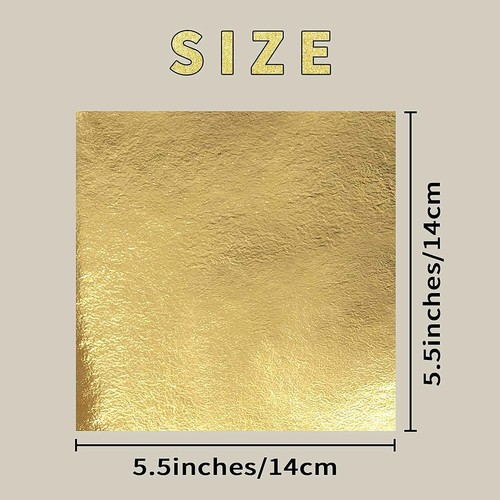 Fogli Foglia Oro,100 Pezzi Fogli di Foglia Oro 14x14cm Fogli Argento D'Imitazion - Foto 5 di 10
