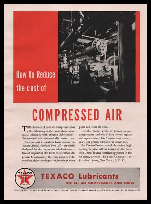 1946 Texaco Lubricants Alcaid Algol Uria Oils For Air Compressors Print Ad