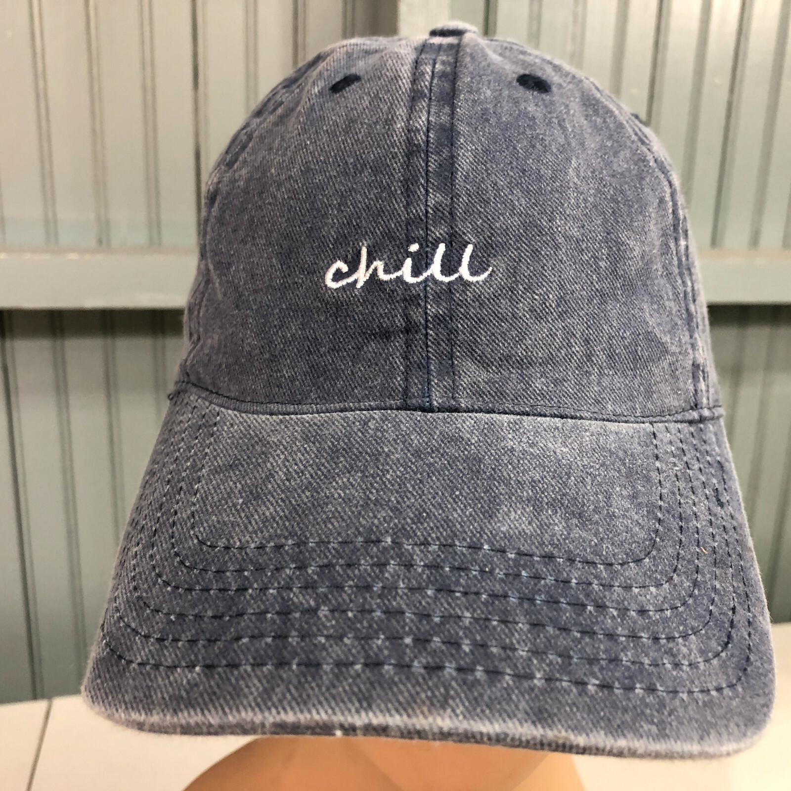 Gray Chill Script Strapback Baseball Hat Cap - image 2