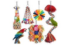 Bird Rope Perch Chewing Shredding Foraging Toy Bell Climbing Parrot Hanging Toys