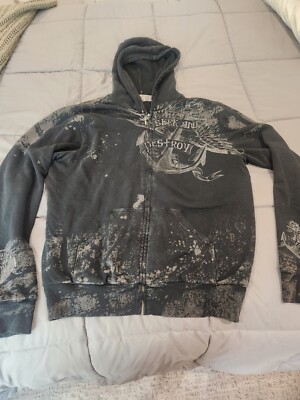Vintage Salvage Seek and Destroy Zip-up Jacket With Hood