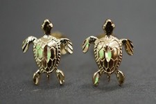 14K Solid Yellow Gold Men Women Children 8MM Diamond Cut Turtle Stud Earrings.