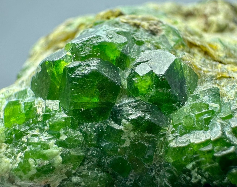 266 Ct. Rarest !! Top Green Demantoid Crystals On Matrix From