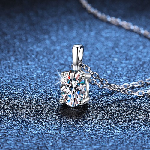 1ct VVS Oval Cut Moissanite Necklace Women 925 Sterling Silver Necklace Pendant - Picture 2 of 10
