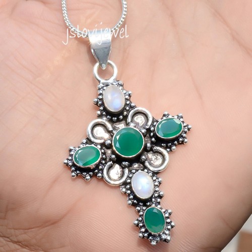 Collier En Argent 925 Et Onyx Vert - Modèle C-AR-24 - Neuf Avec étiquettes - Marque Délicatement Doux