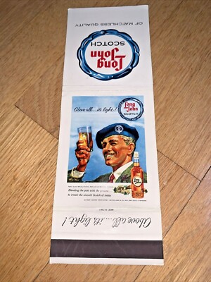 Vintage LONG JOHN SCOTCH - Extra Large Matchbook Lion Match. - 3 3/8'' x 8 7/8''