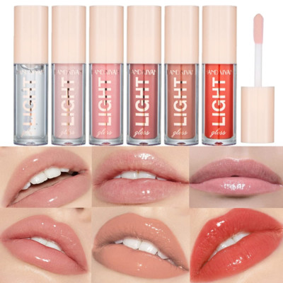 6Pcs Lip Gloss Set Liquid Lipstick Light Moisturizing Lip Glow Oil Long Lasting 