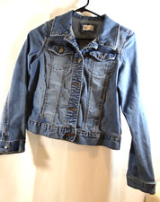SO Girls Pockets Long Sleeve Button Up Blue Denim Jean Jacket Size XL