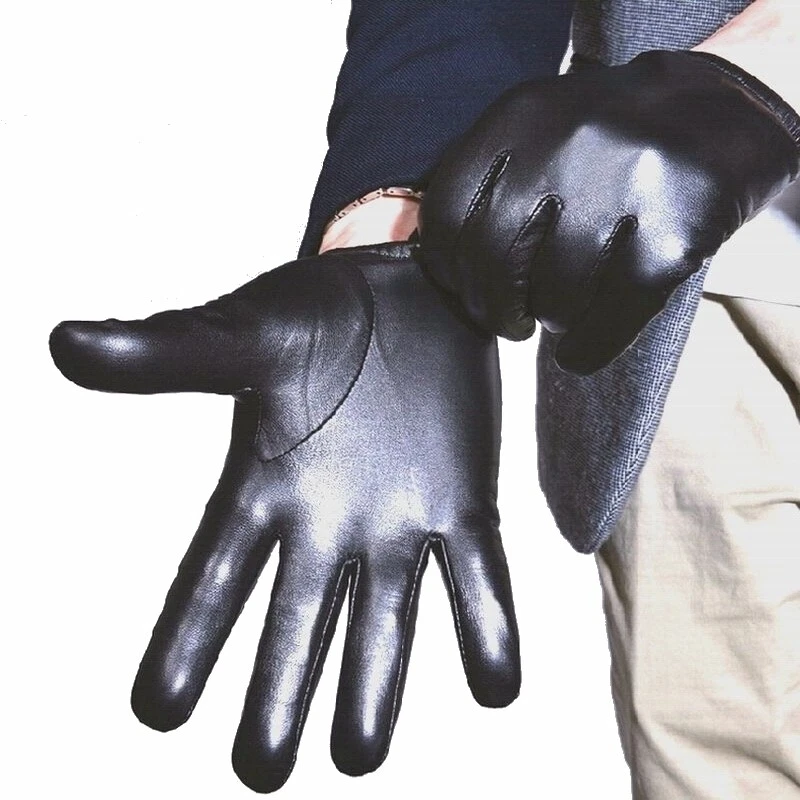 New Men's Police Tactical Gloves,Real Black / Brown Leather Gloves