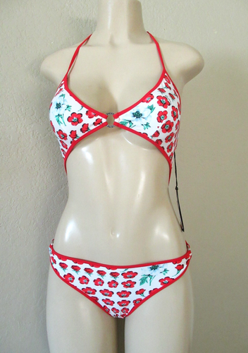 NWT Versace Womens 1-piece Swimsuit size 8 US IT 42 red floral monokini $930