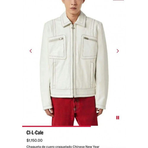 DIESEL 中華新年モデル クラック加工 ホワイト レザー ジャケット DIESEL 中華新年モデル クラック加工 ホワイト レザー ジャケット