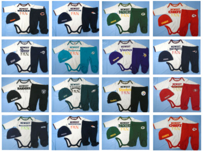 Gerber Baby Infant Boys NFL 3-Piece Bodysuit, Pant and Cap Set