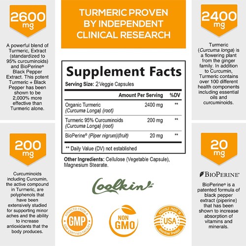 Kurkuma Curcumin Höchste Potenz 95% 2600 mg - Pfeffer Extrakt - Bild 2 von 12