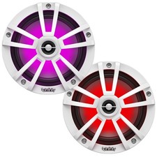 2x Infinity 6.5" 225W Max Power Coaxial Waterproof Marine RGB LED White Speakers