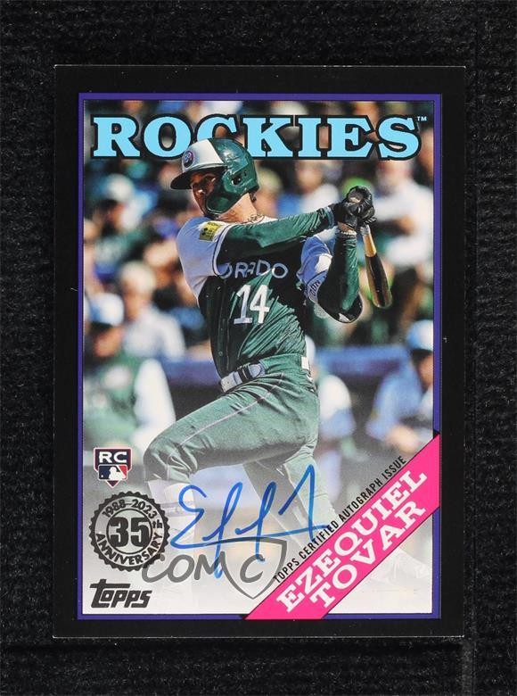 2023 Update 1988 Topps Baseball Black 77/199 Ezequiel Tovar #88BAU-ET Auto 10w8