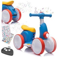 Electric Baby Balance Bike with Bubble Machine for 1 Year Old Boys Blue Red