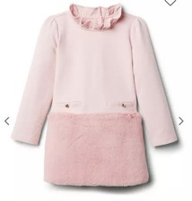 Janie  Jack Faux Fur Dropwaist Ponte Girls Dress Size 4.