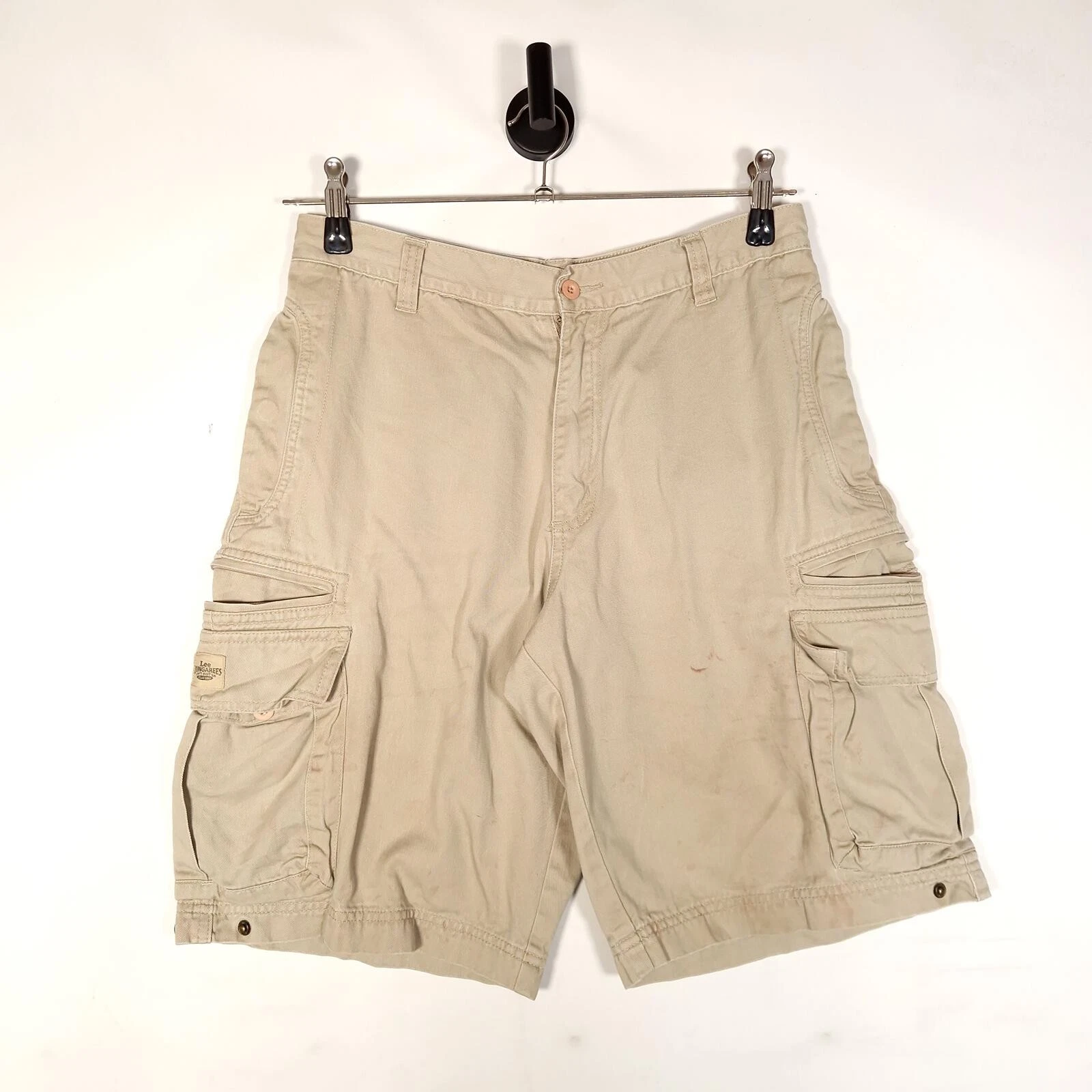 Lee Cargo Shorts Size W31 Men's Beige 100% Cotton Summer Utility Pockets