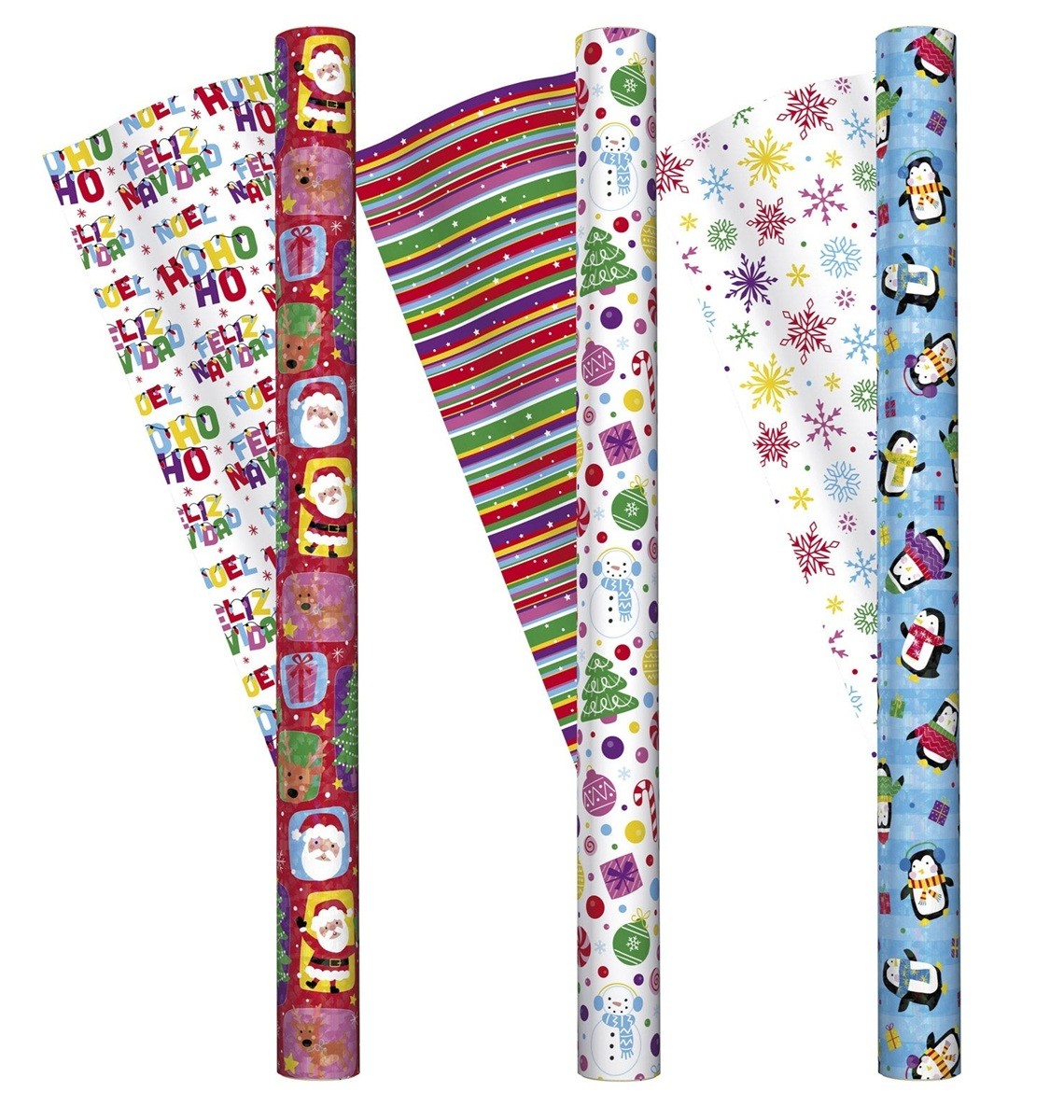 Kirkland 3 Roll Christmas Gift Wrap 270 sq ft Penguin/Snowman/Character