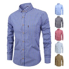 Camisa De Vestir Con Botones Elegante De Algod n A Cuadros Para Hombres Negocios