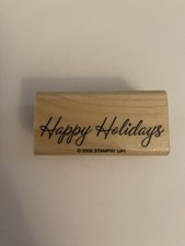 New Stampin Up Happy Holidays Wood Mounted Rubber Stamp RS83