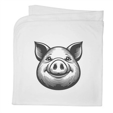 'Happy Pig Face' Cotton Baby Blanket / Shawl BY00041486 