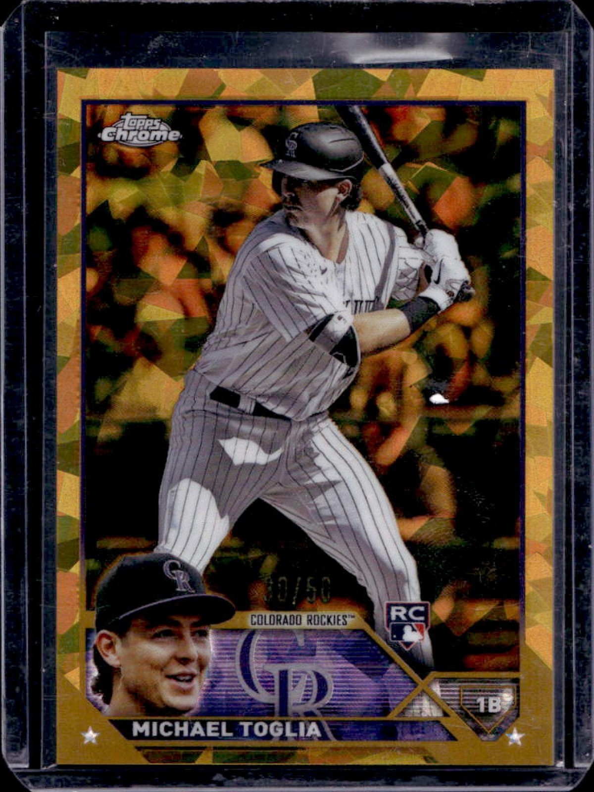 2023 Topps Chrome Sapphire Michael Toglia Refractor RC Gold #30/50 Rockies