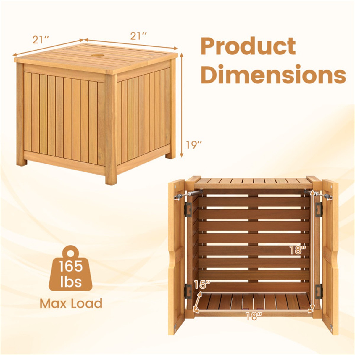 Outdoor Side Table with Umbrella Hole 2-in-1 Storage End Table for