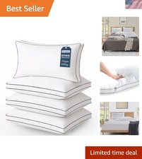 Pillows Standard Size Set of 4 - Medium Soft Support Gusseted Hotel Quality P...