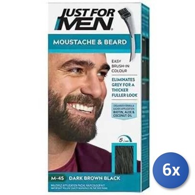6x Bundle Just For MEN Bart Schnurrbart N.45 Castano Dunkelblau