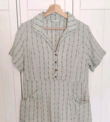 Poetry Leinen Hemdblusenkleid Uk 10 Grün