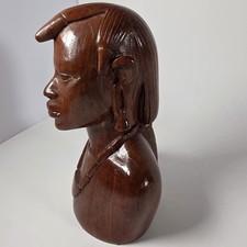 African Tibal Bust Hand carved Wood. Vintage Glossy Finish. Great detail!