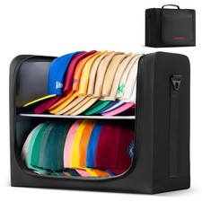 Large Hat Bag for Baseball Caps, Portable Hat Organizer Bag with Handle and A...