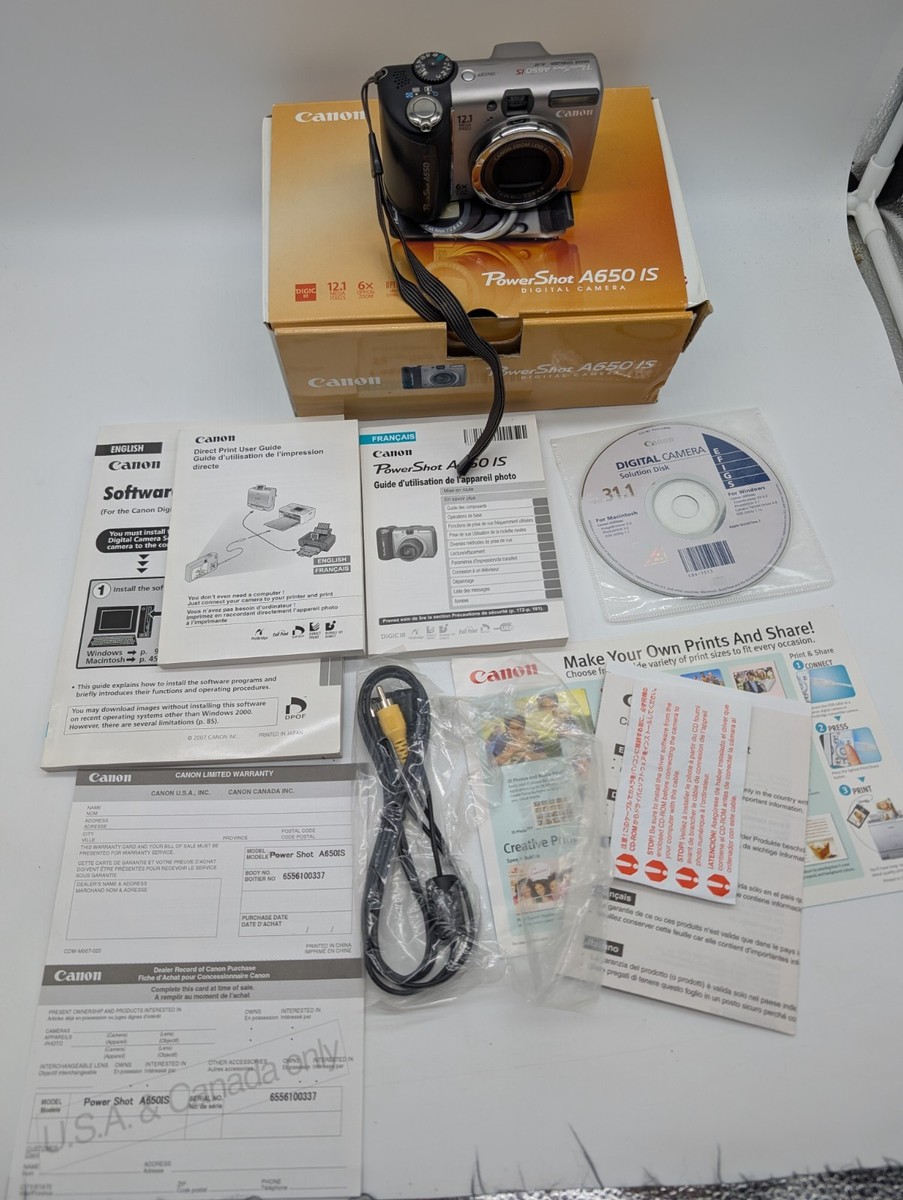 Canon PowerShot A650 IS 12.1MP Digital Camera - Silver & Black for