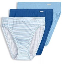 New Jockey Women's size 8 Underwear Elance Cotton French Cut 3 Pack Blue Stripe