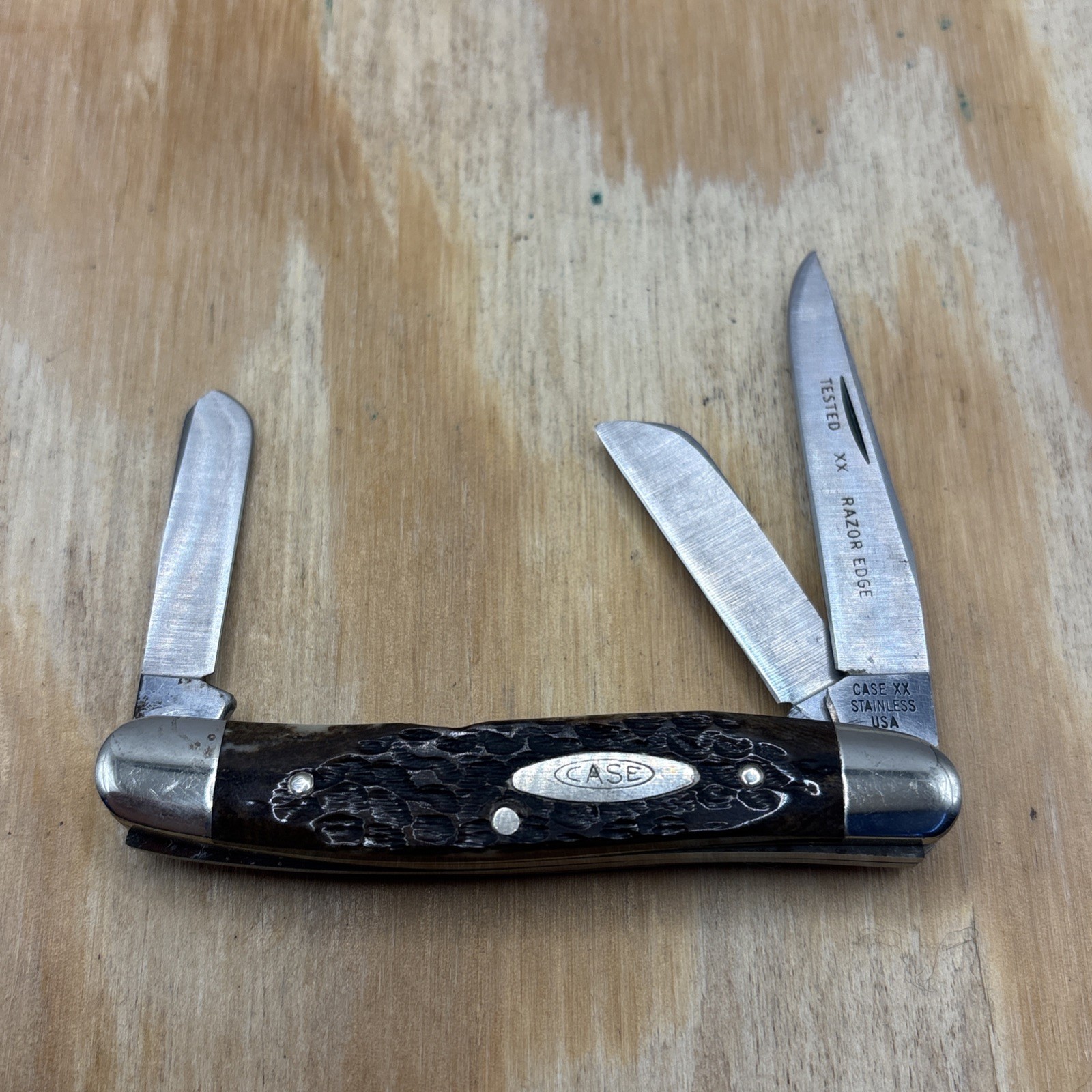 Vintage Case XX 1 Dot 1979 6318HP 3 Blade Pretty Bone Stockman Knife - Excellent
