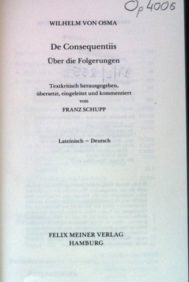 De Consequentiis : Über die Folgerungen. Osma, Wilhelma von: