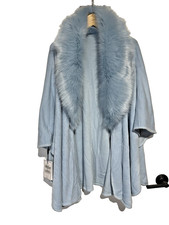 Alex Max Italian Cape Blue Celeste (Ecologico) Collare in pelliccia - OS - con etichetta