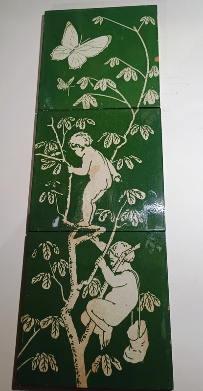 Decorative Art Tile Co.  Cherubs Climbing Trees English Victorian Tiles