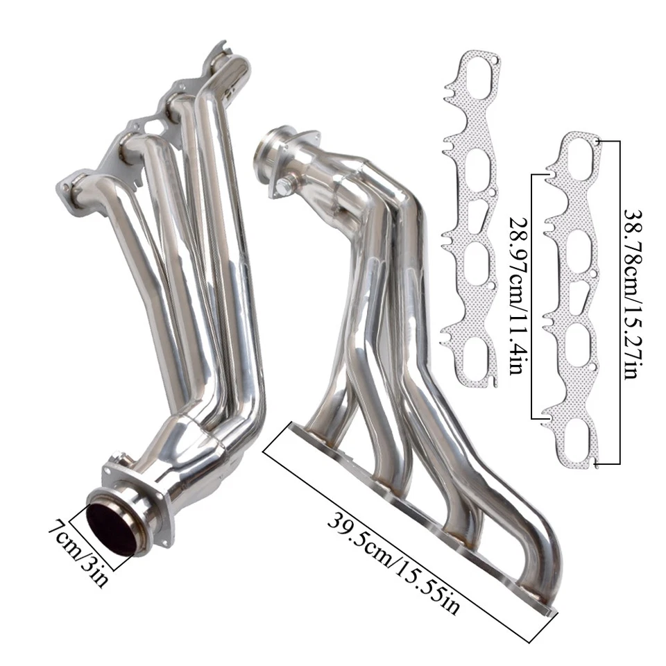 Cabezales 3" T-304SS para 05-11 Chrysler 300C/06-10 Charger/08-10 Challenger Foto 2 de 4