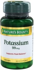 Nature's Bounty Potassium 99mg, 100 Caplets