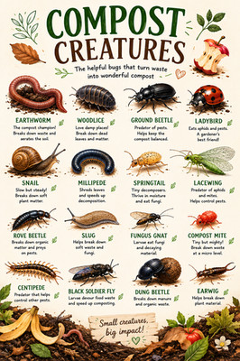 Kompostwesen Zersetzer & Boden Wildtiere Poster Druck gerahmte Leinwandbild