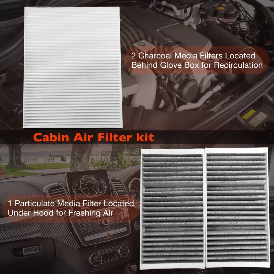 Cabin Air Filter Kit For 2012-20 Mercedes-Benz GL GLE GLS ML Series 1668300218 Foto 4 de 4