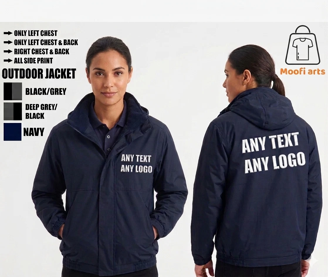 Custom Photo Or Text Left Chest & Back Printed Outdoor jacket