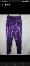 Tipsy Elves Womens Leggings Size Medium Purple Sequin Holiday Party Pants