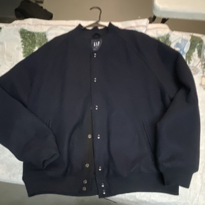 Gap Bomber Jacket Navy Snap Button Band Collar Pockets Regular Fit Men's XXL