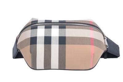 Burberry Men's Sonny Nylon & Leather Belt Bag, Taupe Brown IP Check $910!