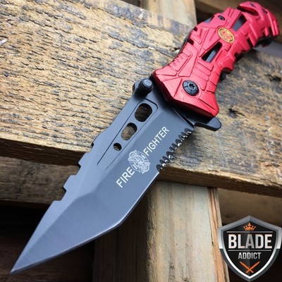 Fireman Fire Fighter Combat Rescue Spring Assisted OPEN Folding Pocket Knife NEW